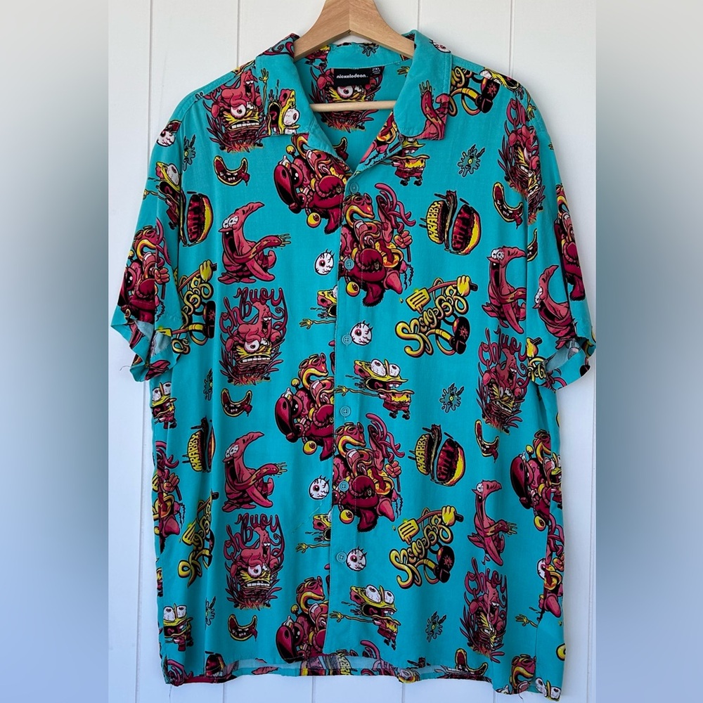 Nickelodeon Brand Men’s‎ SpongeBob Button Up Shirt Size 2XL
